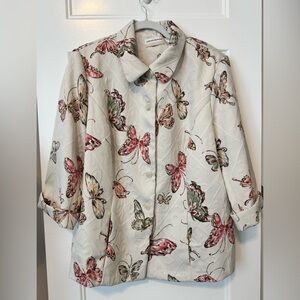 Alfred Dunner Butterfly Jacket Textured Blazer Floral Plus Size 18W